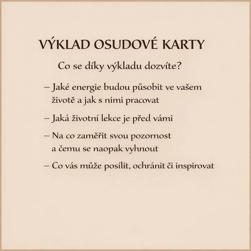VÝKLAD OSUDOVÉ KARTY na 6 měsíců - rozbor na 1 stranu A4