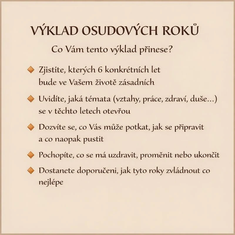 VÝKLAD OSUDOVÝCH ROKŮ – výklad na 2 strany A4 na zásadní roky ve kterých se změní Váš osud
